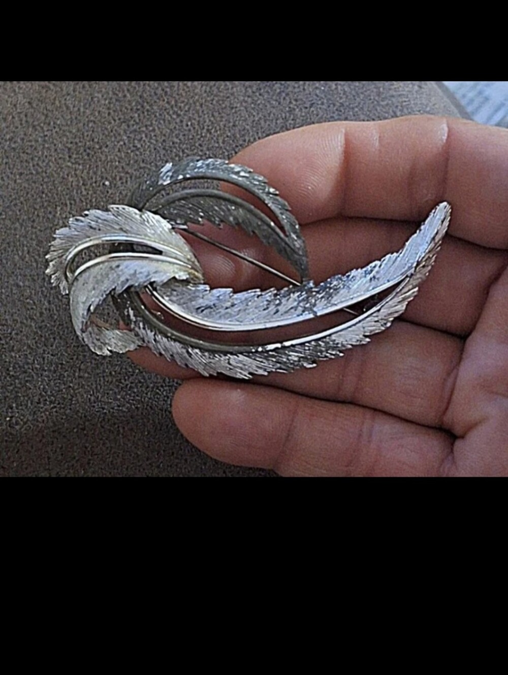 Gorgeous Vintage 1960s Sarah Coventry Silver Tone Leaf/Feather Pin/Brooch